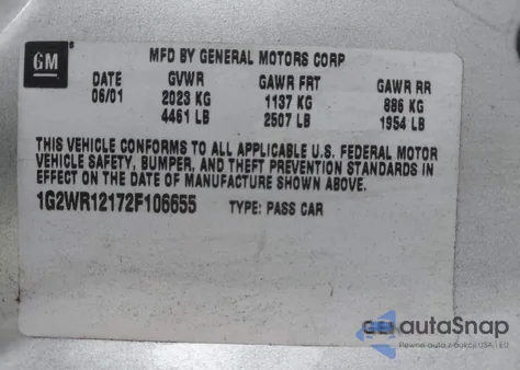 2002 Pontiac Grand Prix Gtp из США, поврежденный, VIN 1G2WR12172F106655